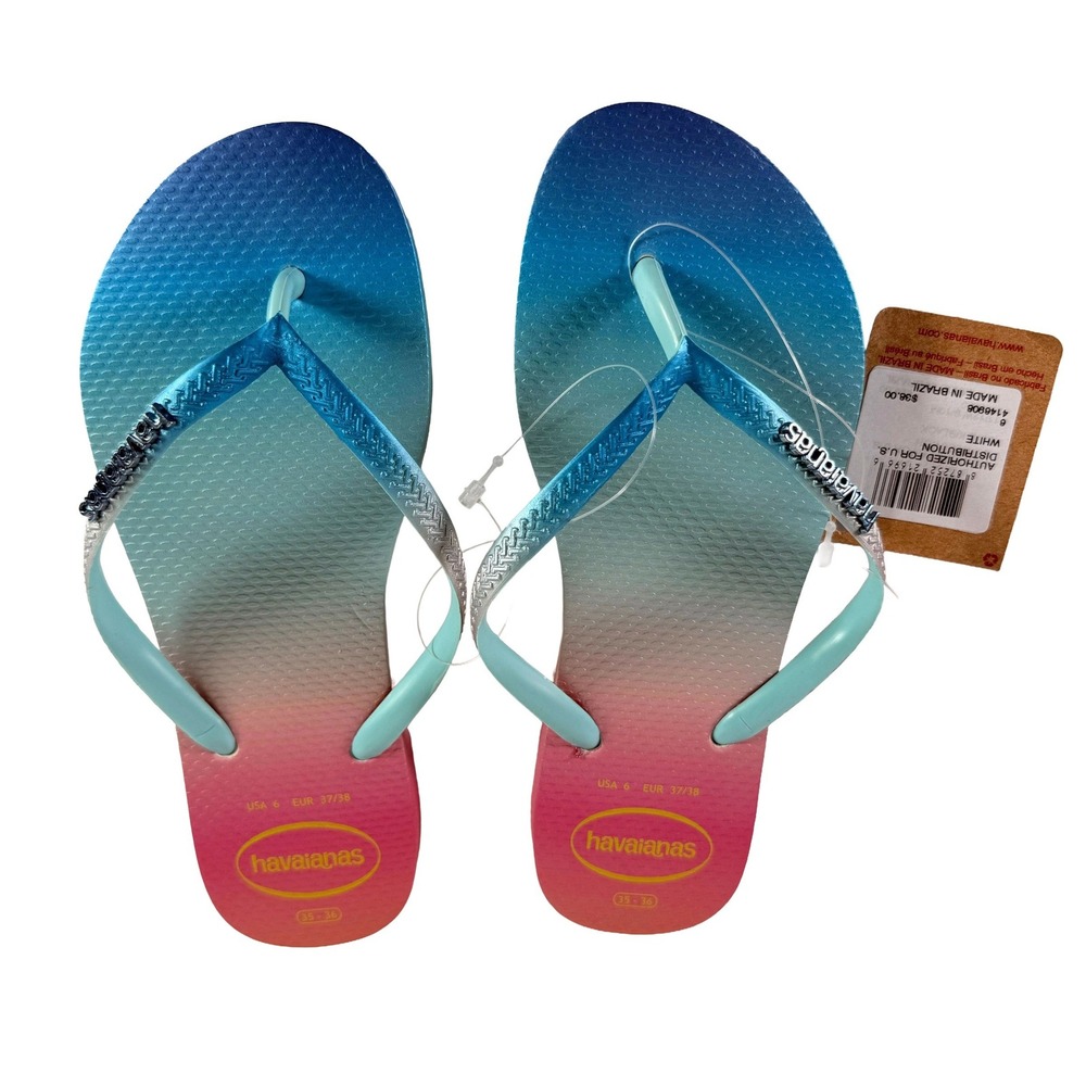 Havaianas Women's Slim Gradient Metallic Flip Flop Sandals Size 6